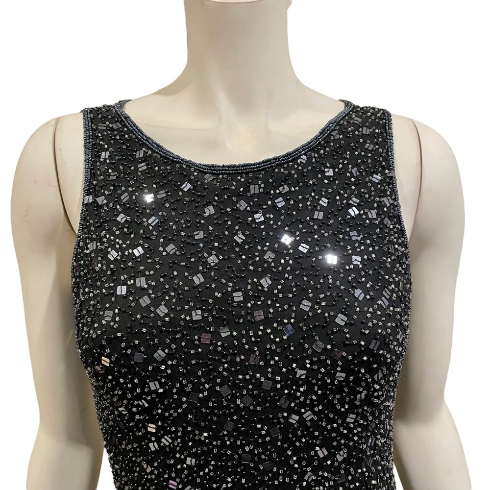 Vintage Beaded Silk Cocktail Dress - Picture 3 of 10